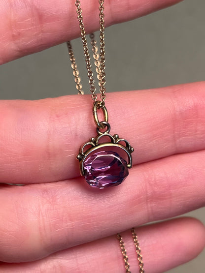 Victorian 10K and 14K Miniature Amethyst Fob Charm