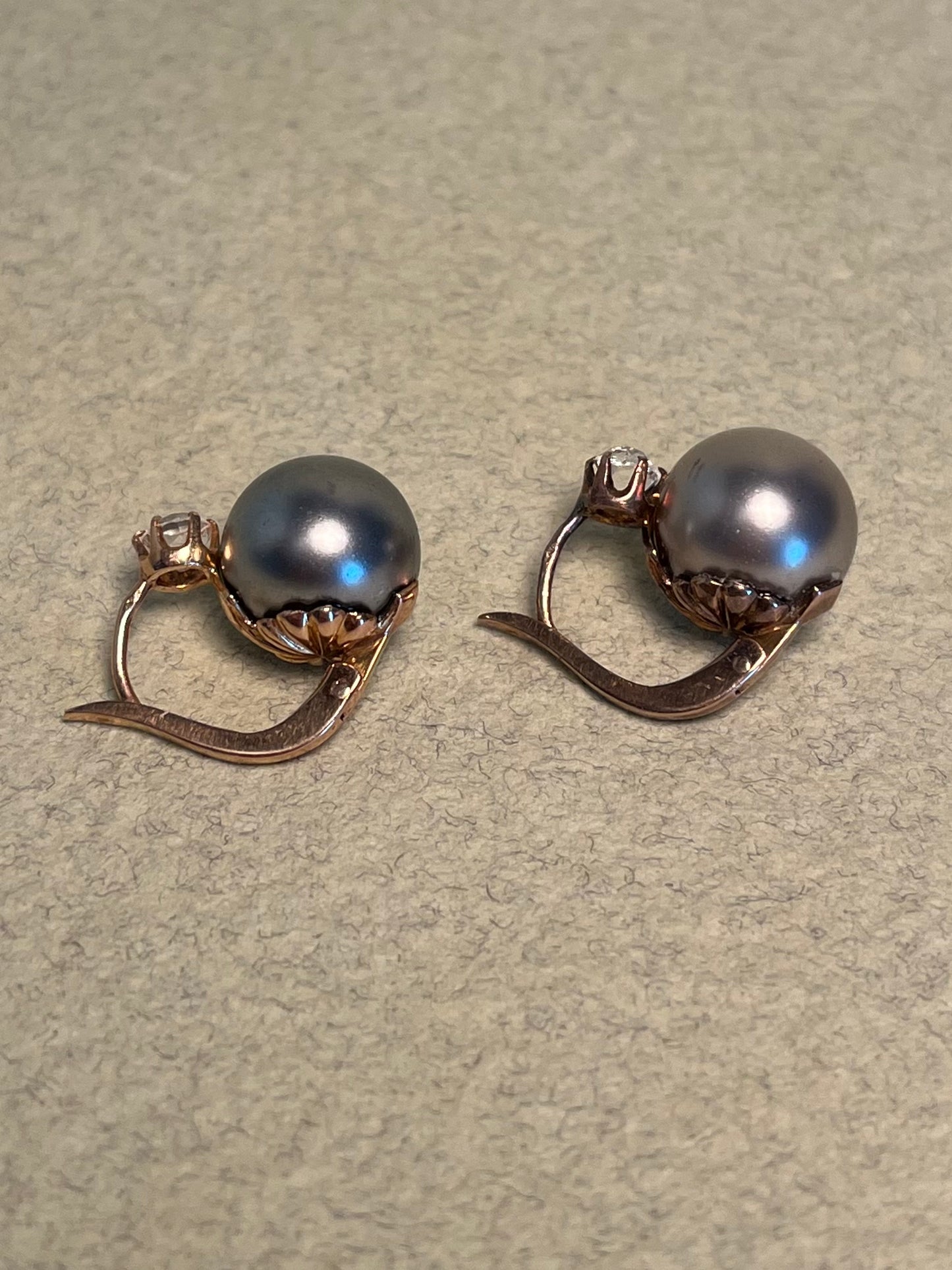 Pristine 19th C French Paste and Blown Glass Pearl Earrings