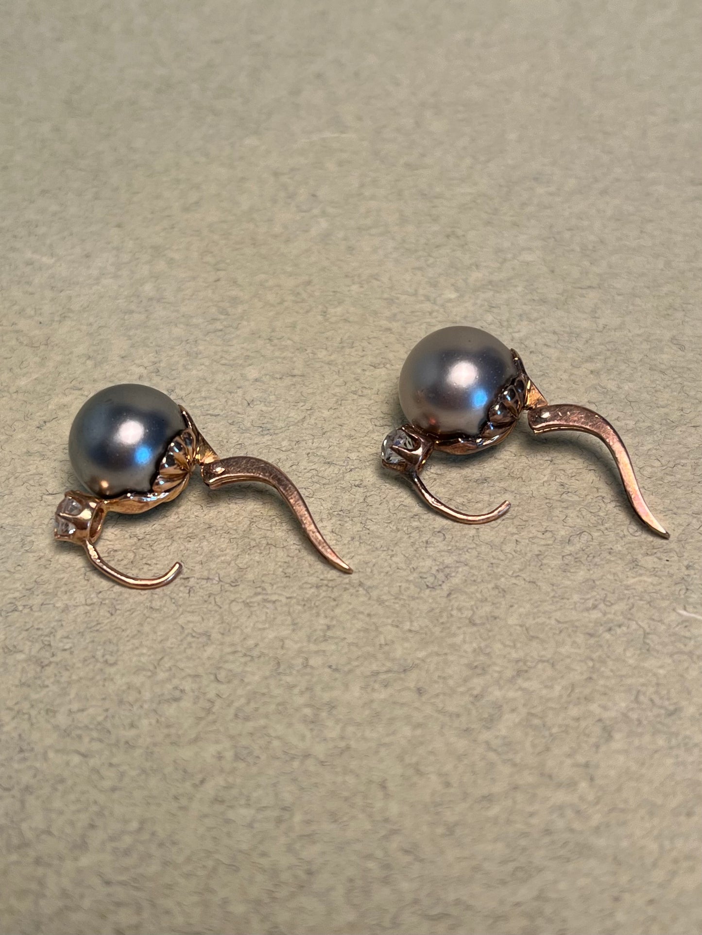 Pristine 19th C French Paste and Blown Glass Pearl Earrings