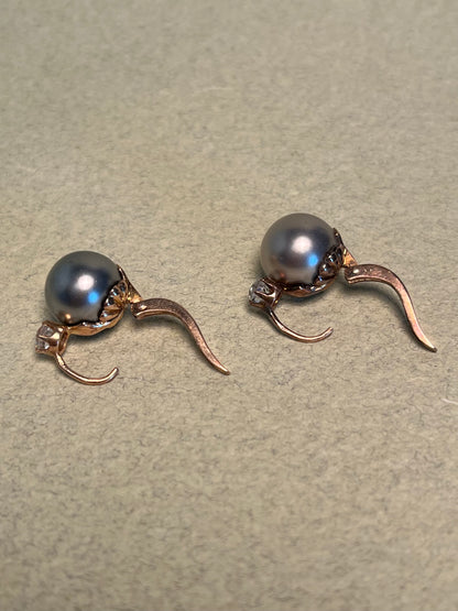 Pristine 19th C French Paste and Blown Glass Pearl Earrings