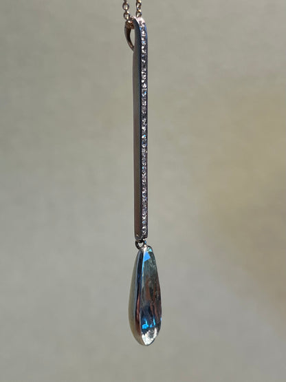 Rose Cut Diamond and Antique 4 Carat Aquamarine Drop Pendant in Platinum, 18K and 14K
