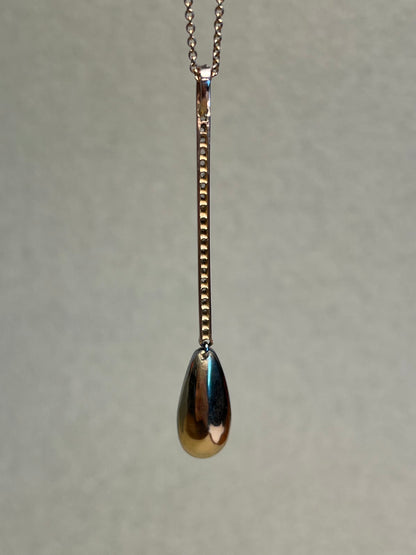 Rose Cut Diamond and Antique 4 Carat Aquamarine Drop Pendant in Platinum, 18K and 14K