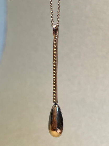 Rose Cut Diamond and Antique 4 Carat Aquamarine Drop Pendant in Platinum, 18K and 14K