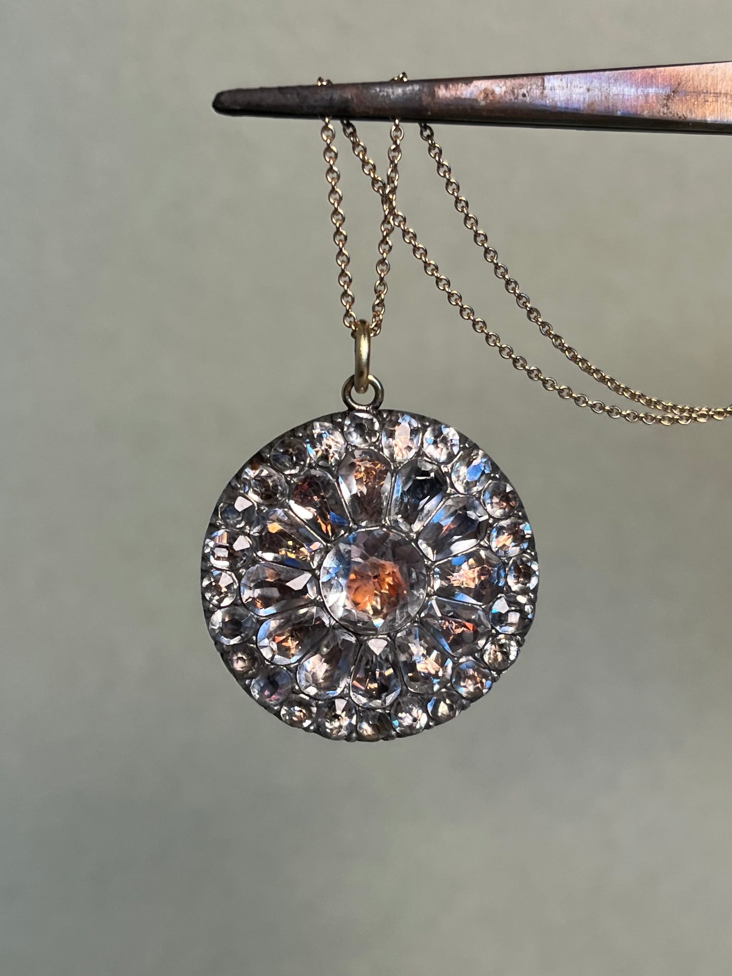 18th Century Foiled Paste Cluster Pendant