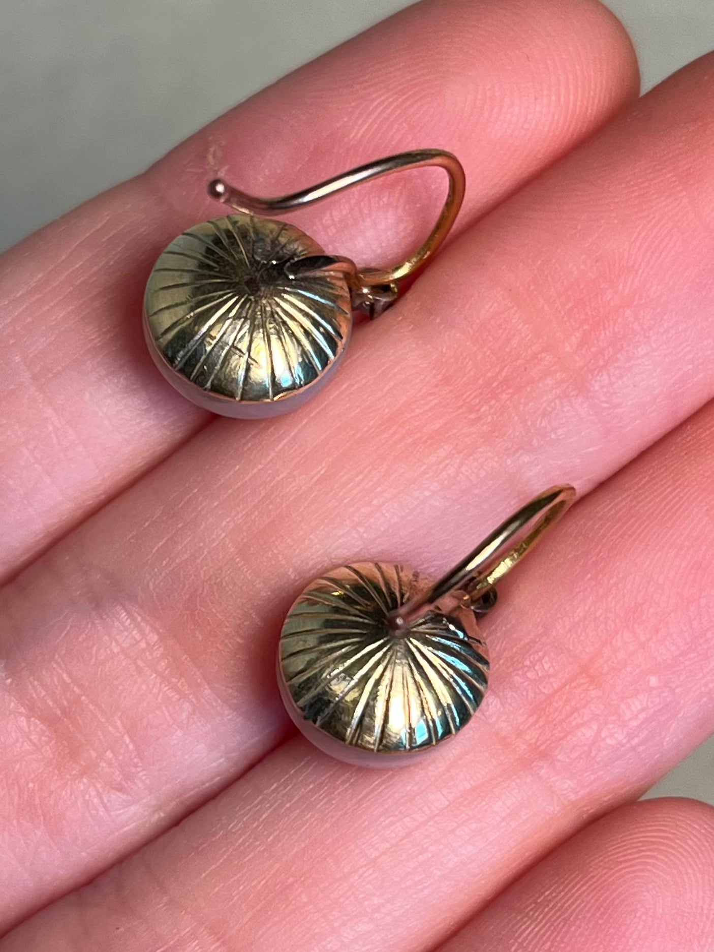 Antique Mabe Pearl and Rose Cut Diamond Drop Earrings
