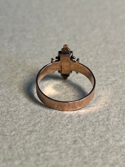 Victorian Turquoise and Rose Cut Diamond Ring in 10K Rosey Gold