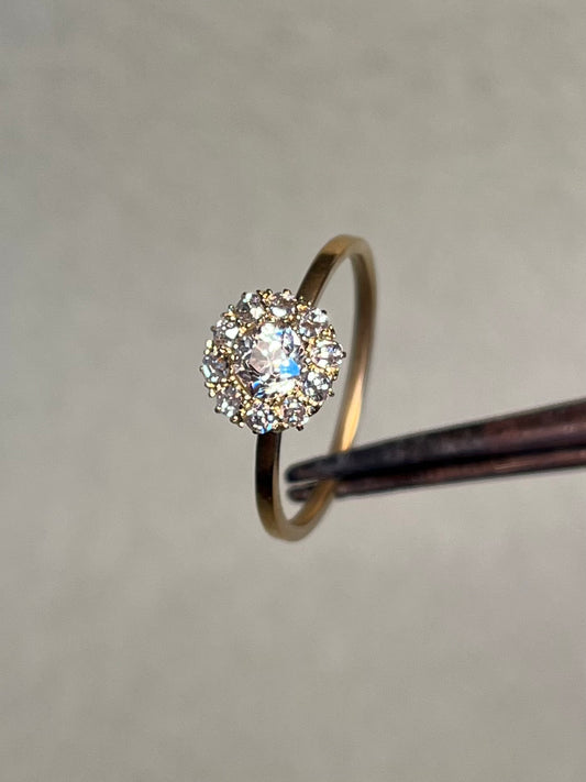 Victorian Old Mine Cut Diamond Cluster Ring with New Shank