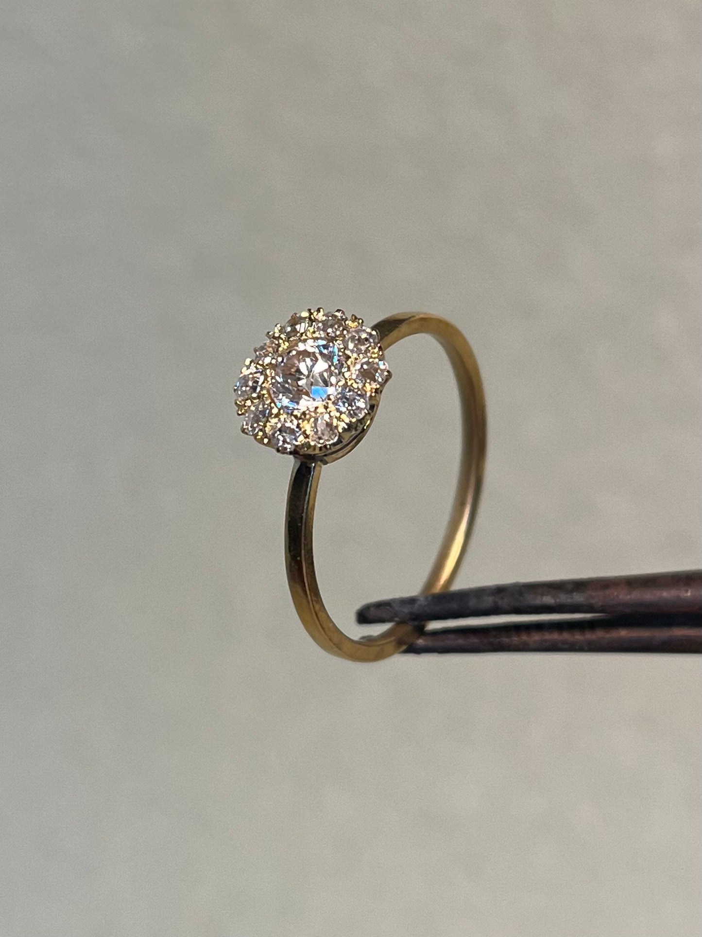 Victorian Old Mine Cut Diamond Cluster Ring with New Shank