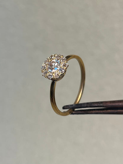 Victorian Old Mine Cut Diamond Cluster Ring with New Shank