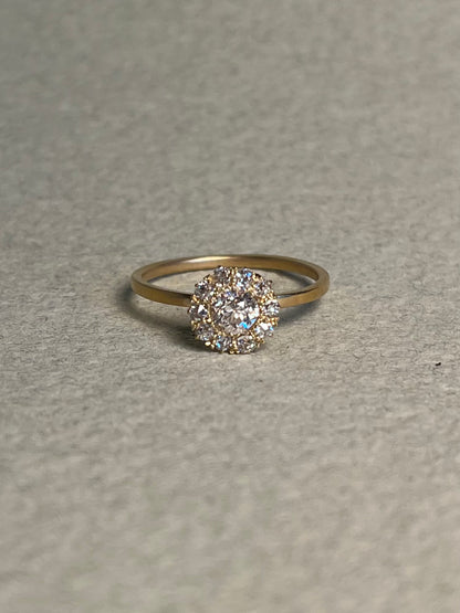 Victorian Old Mine Cut Diamond Cluster Ring with New Shank