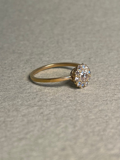 Victorian Old Mine Cut Diamond Cluster Ring with New Shank