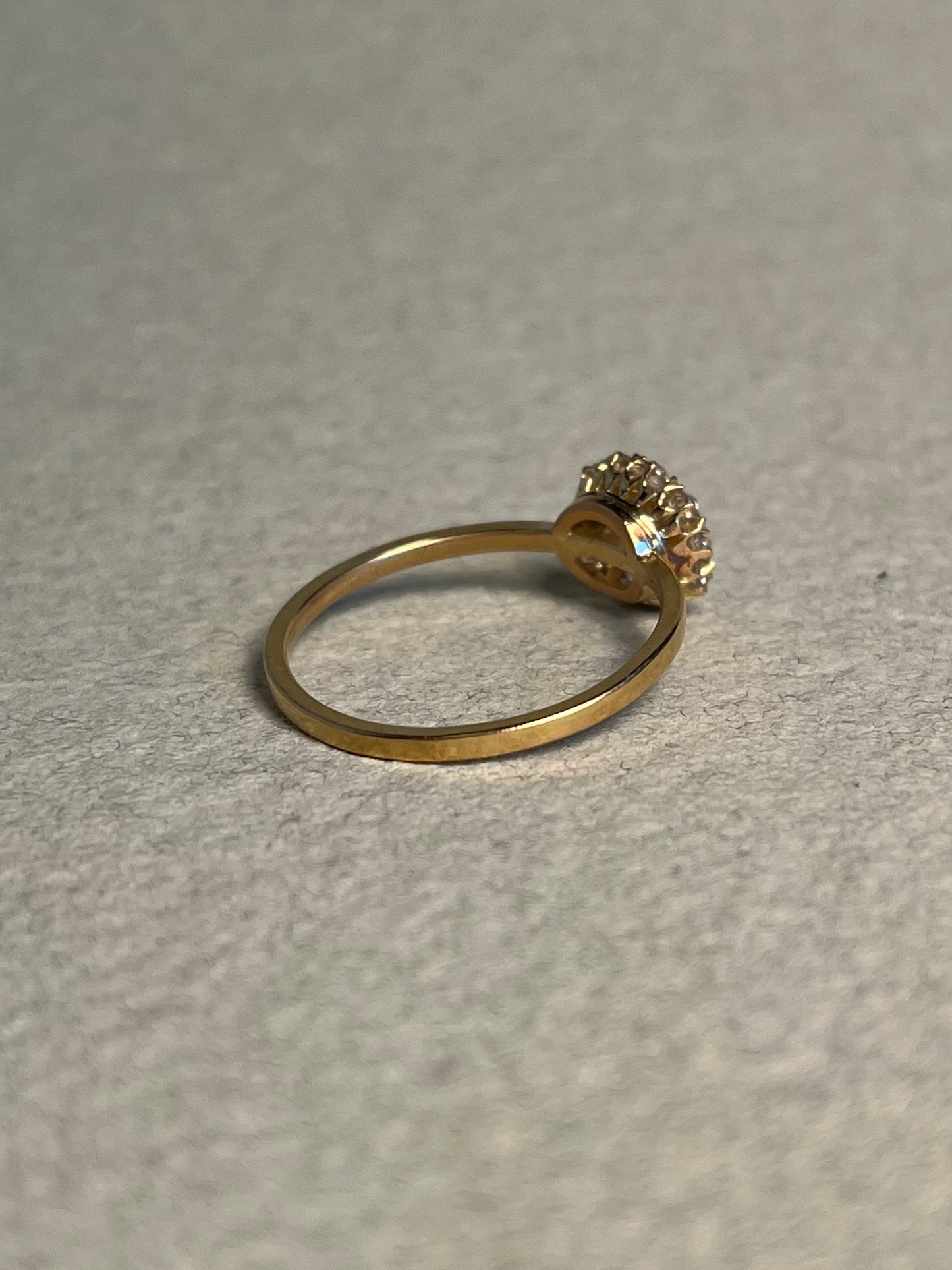 Victorian Old Mine Cut Diamond Cluster Ring with New Shank