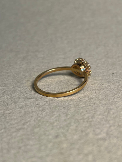 Victorian Old Mine Cut Diamond Cluster Ring with New Shank