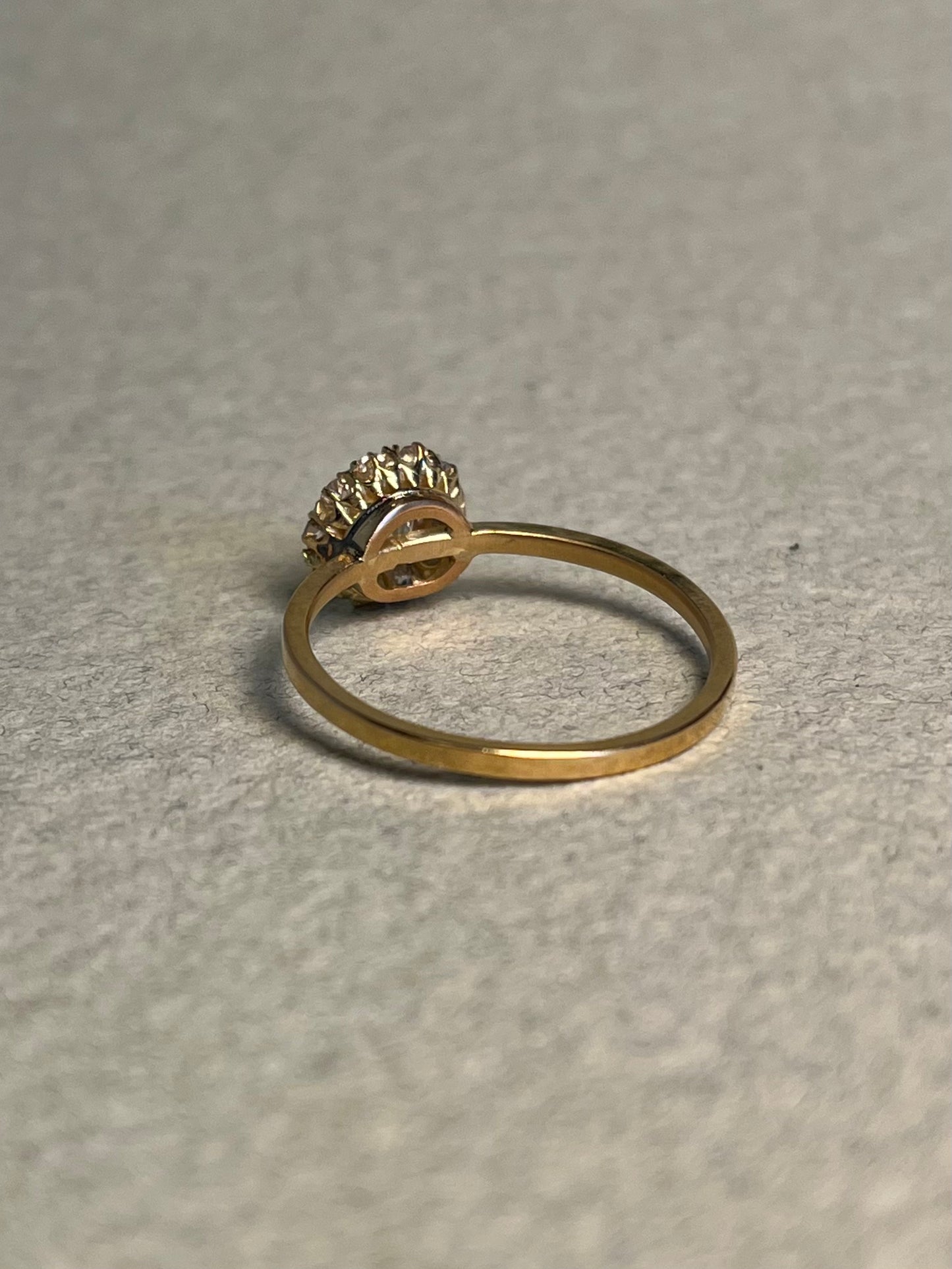 Victorian Old Mine Cut Diamond Cluster Ring with New Shank