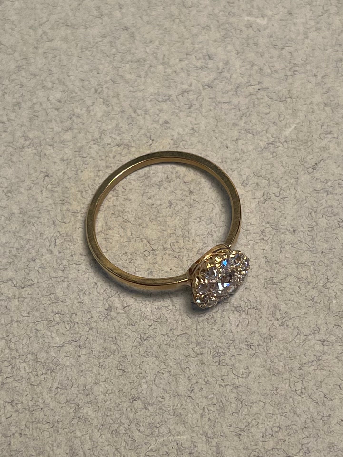 Victorian Old Mine Cut Diamond Cluster Ring with New Shank