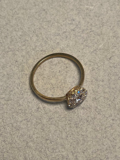 Victorian Old Mine Cut Diamond Cluster Ring with New Shank