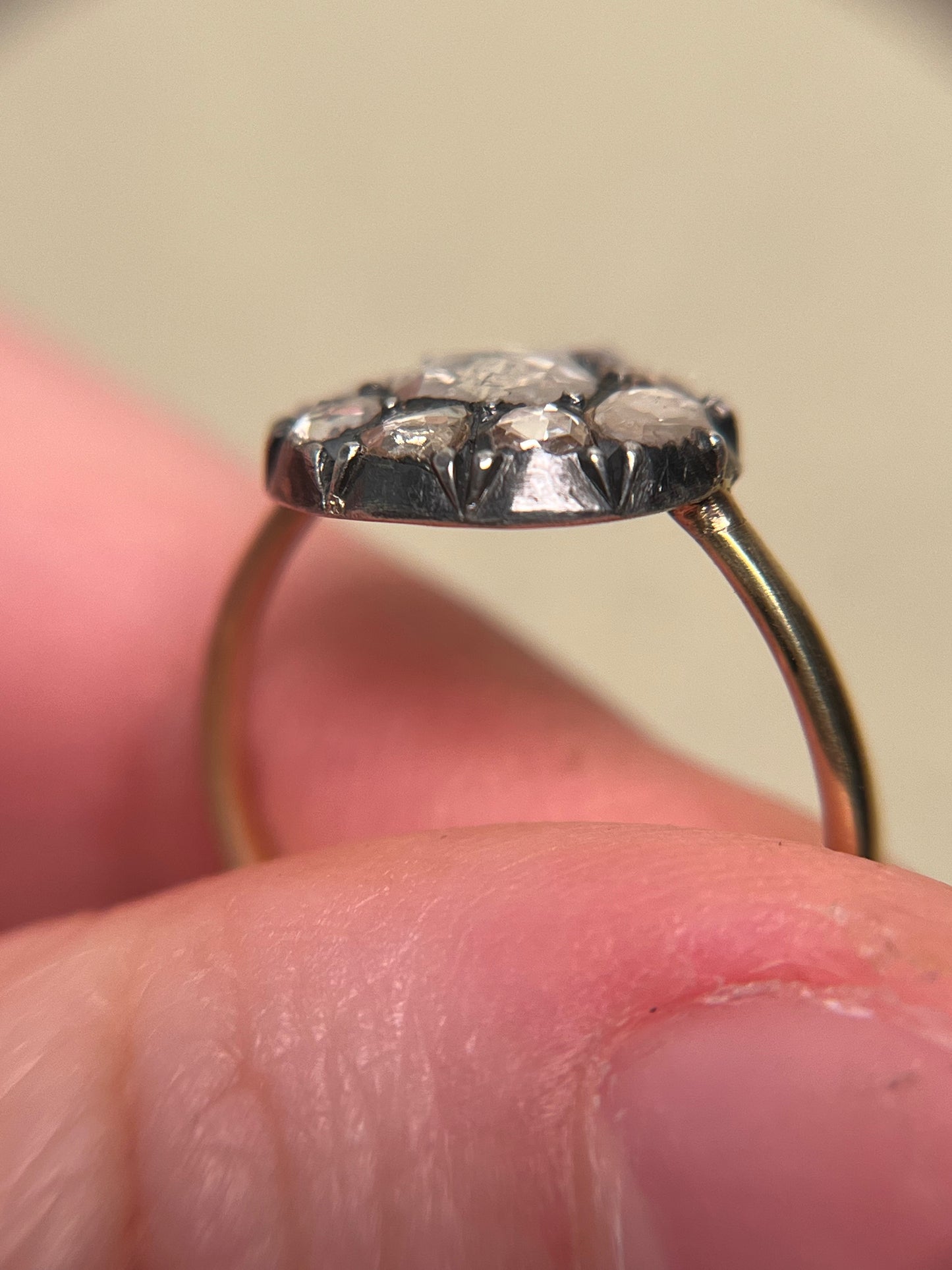 Edwardian Rose Cut Diamond and Sapphire Target Ring