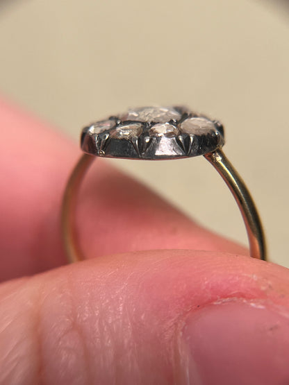 Edwardian Rose Cut Diamond and Sapphire Target Ring
