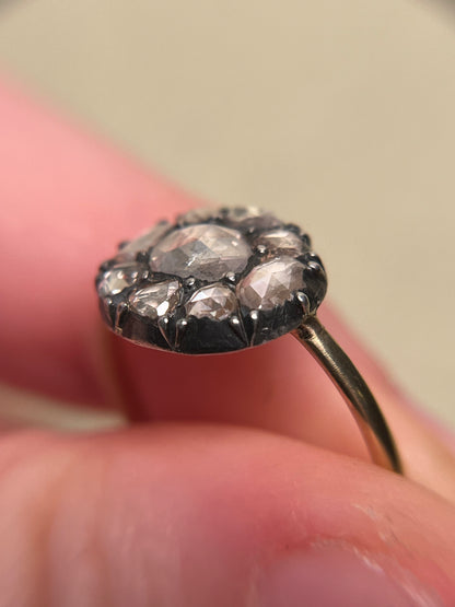 Edwardian Rose Cut Diamond and Sapphire Target Ring