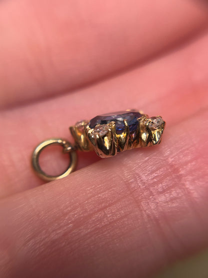 Antique Sapphire and Old Mine Cut Diamond Quatrefoil/Cruciform Charm