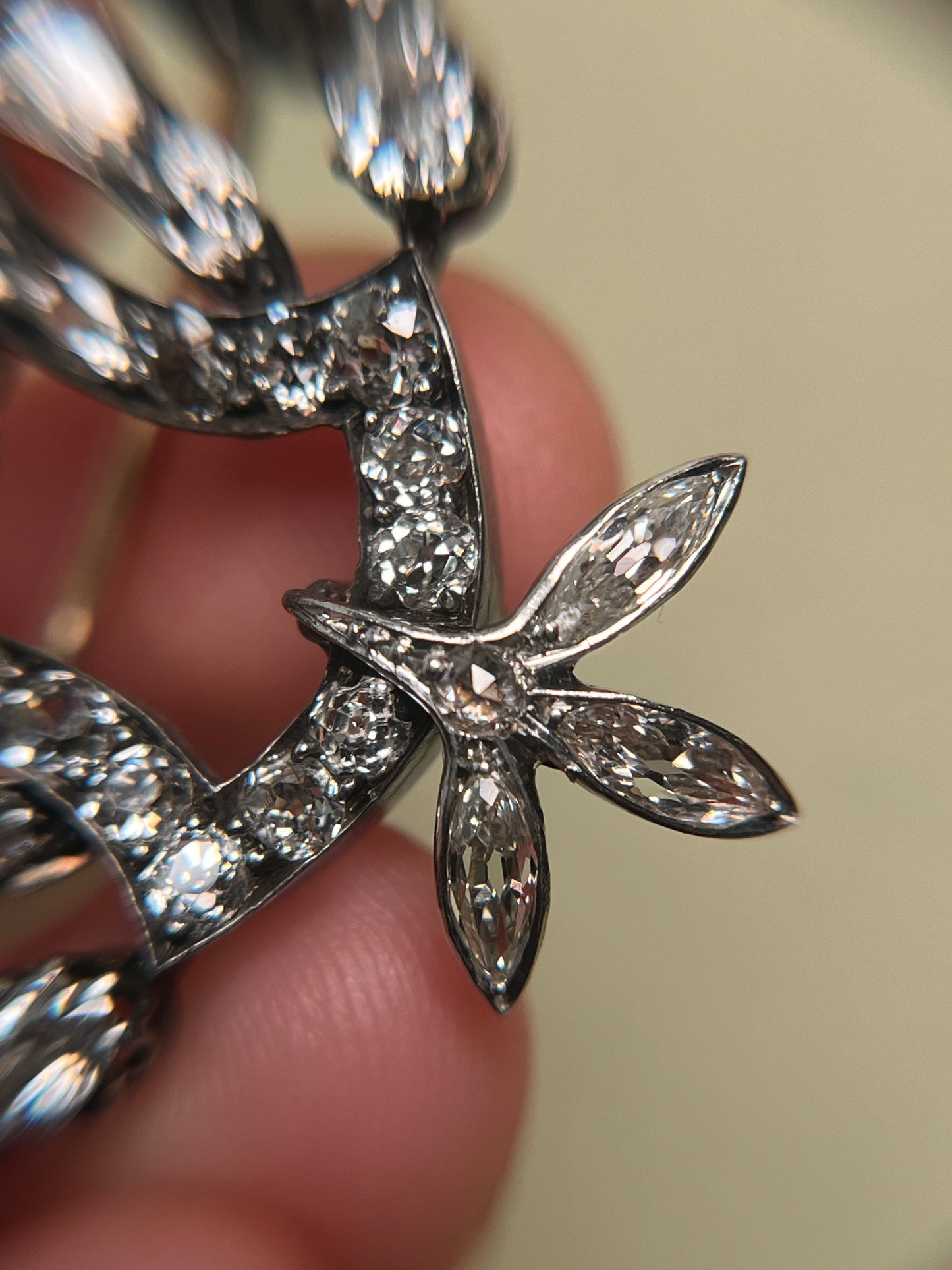 GIA Antique French Victorian Diamond and Natural Pearl Tiara Component Brooch