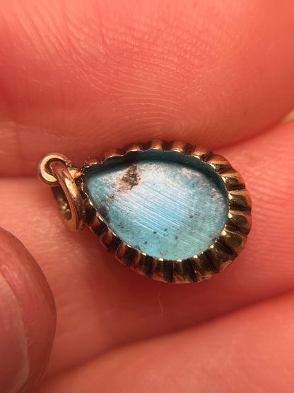 Victorian Turquoise and Rose Cut Diamond Teardrop Charm