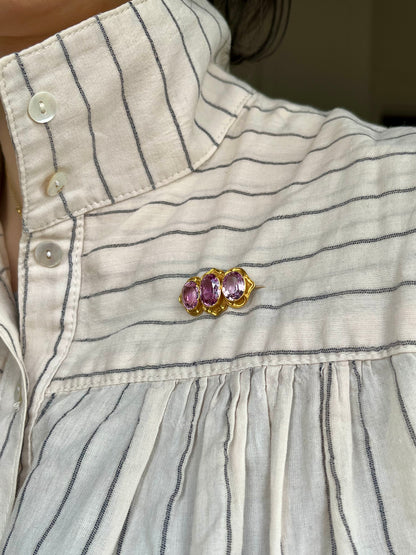 Antique 18K and Imperial Pink Topaz Brooch