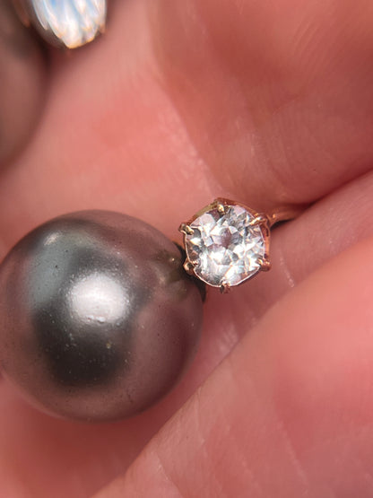 Pristine 19th C French Paste and Blown Glass Pearl Earrings