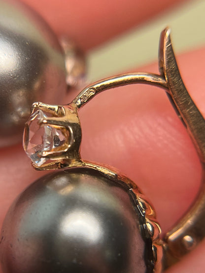 Pristine 19th C French Paste and Blown Glass Pearl Earrings