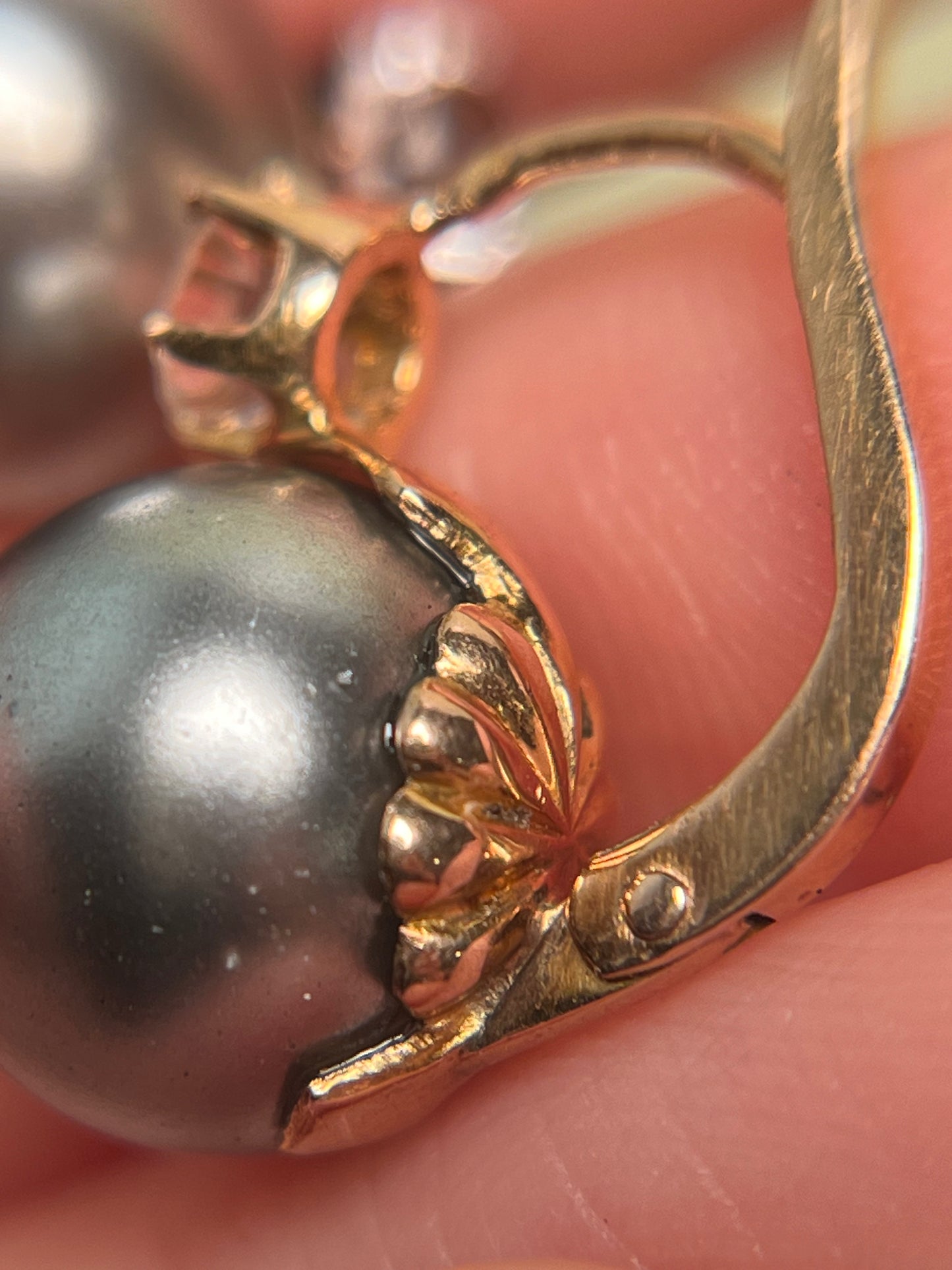 Pristine 19th C French Paste and Blown Glass Pearl Earrings