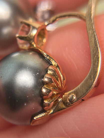 Pristine 19th C French Paste and Blown Glass Pearl Earrings