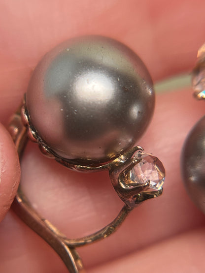 Pristine 19th C French Paste and Blown Glass Pearl Earrings