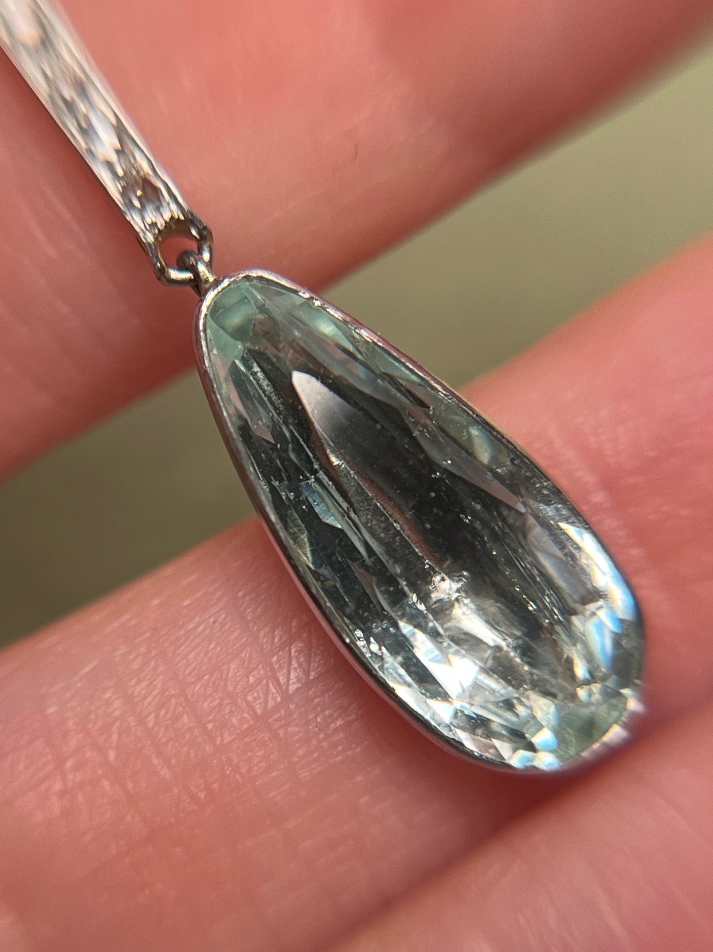 Rose Cut Diamond and Antique 4 Carat Aquamarine Drop Pendant in Platinum, 18K and 14K