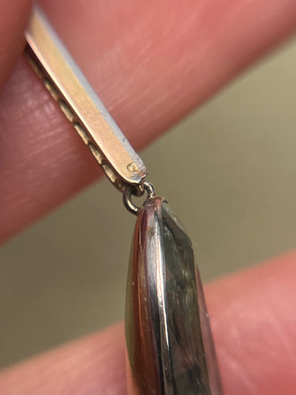 Rose Cut Diamond and Antique 4 Carat Aquamarine Drop Pendant in Platinum, 18K and 14K