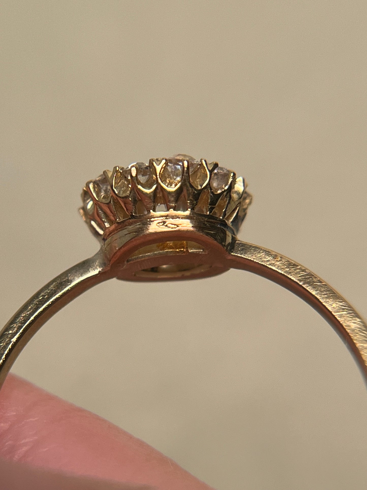 Victorian Old Mine Cut Diamond Cluster Ring with New Shank