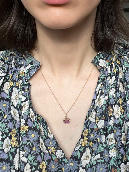 Victorian 10K and 14K Miniature Amethyst Fob Charm