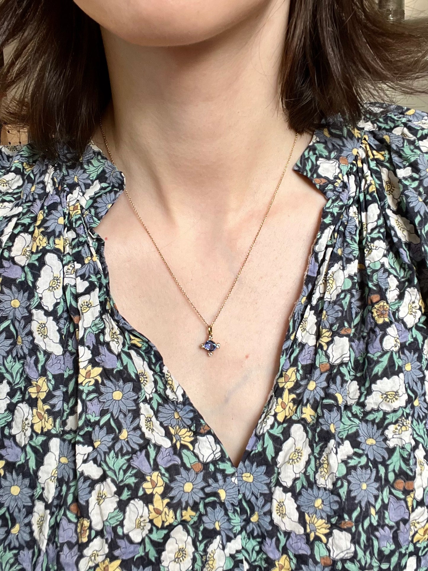 Antique Sapphire and Old Mine Cut Diamond Quatrefoil/Cruciform Charm