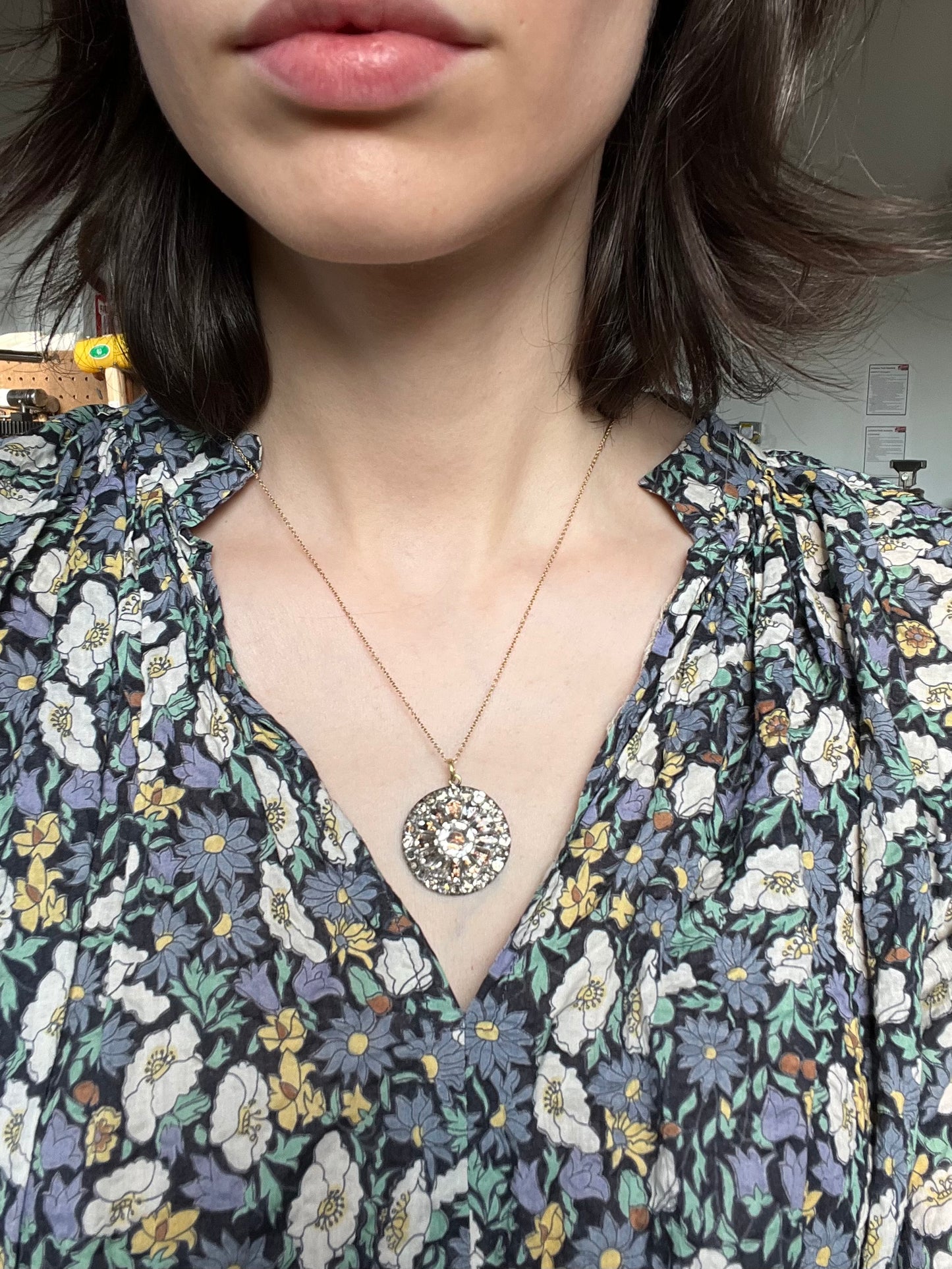 18th Century Foiled Paste Cluster Pendant