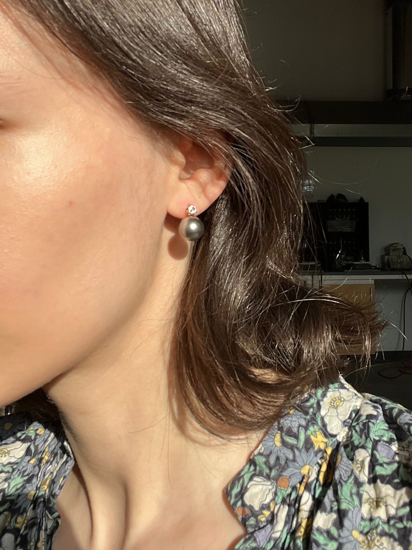 Pristine 19th C French Paste and Blown Glass Pearl Earrings