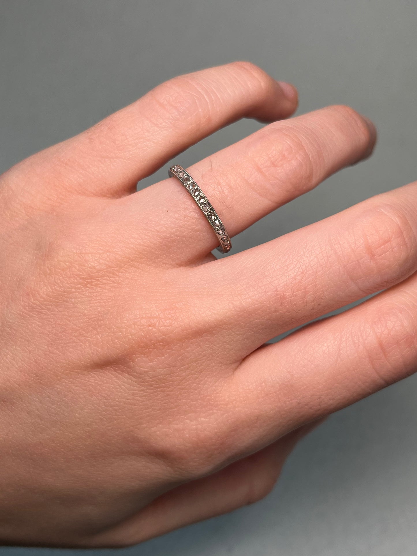 Antique French Art Deco Rose-Cut Diamond Eternity Ring