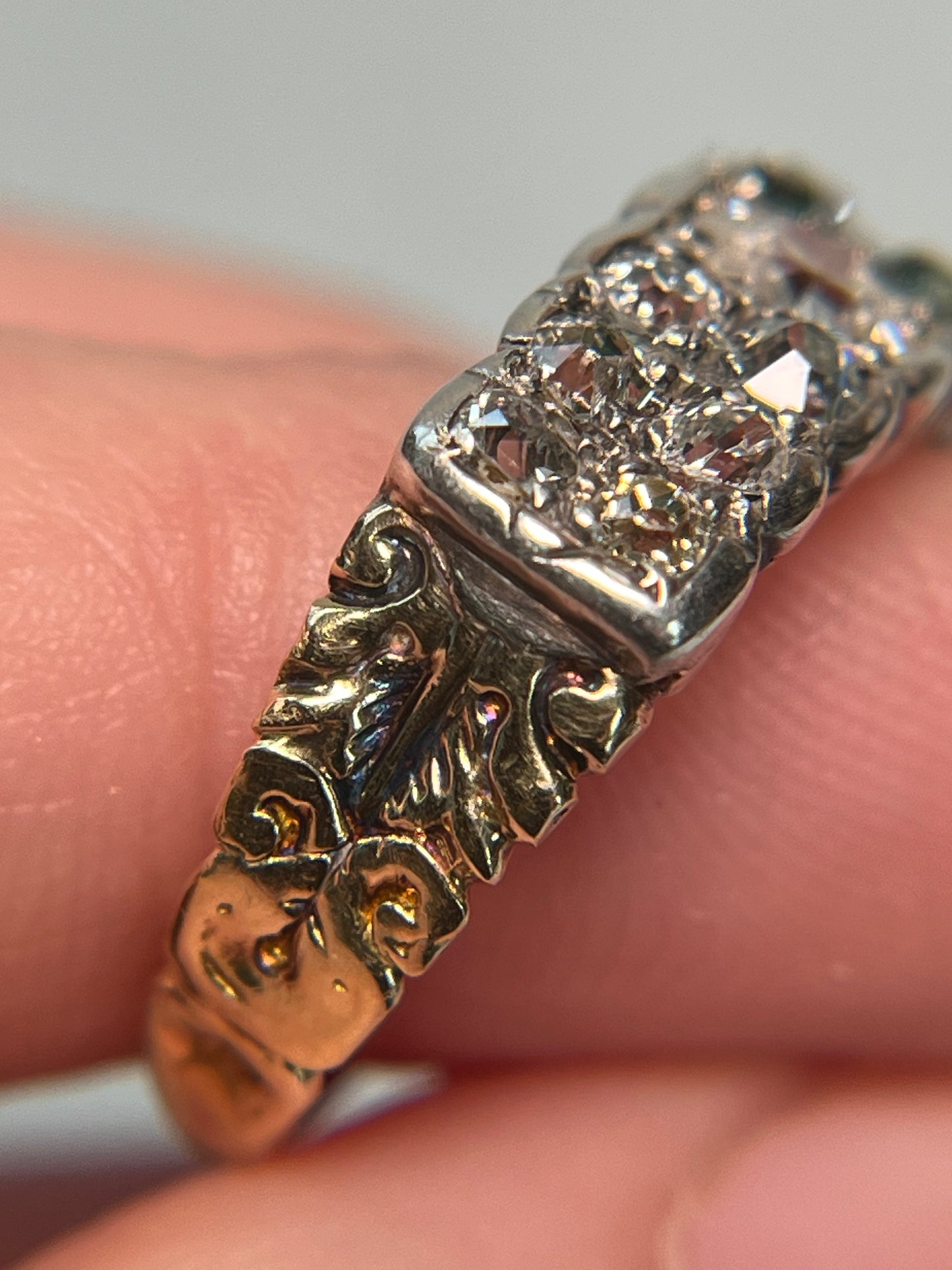 Antique Georgian Half Hoop Old Mine Cut Diamond Band