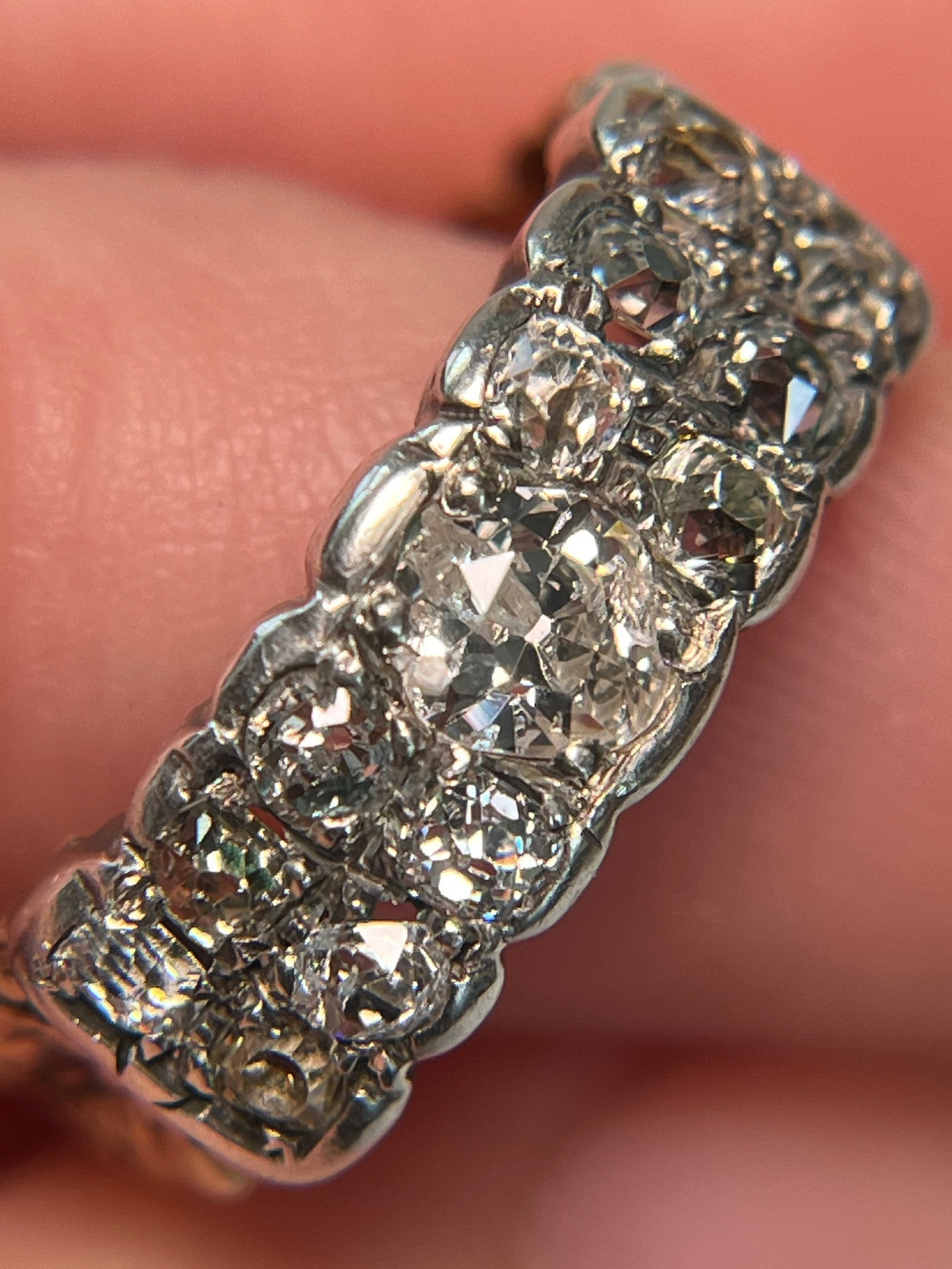 Antique Georgian Half Hoop Old Mine Cut Diamond Band