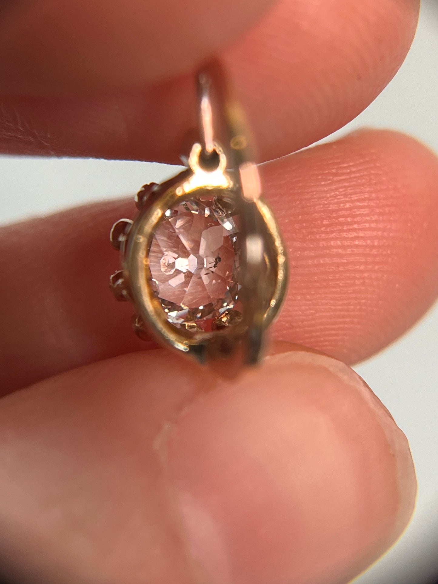 Antique Old Mine Cut Diamond Dormeuse Earrings with Rose-Cut Accents