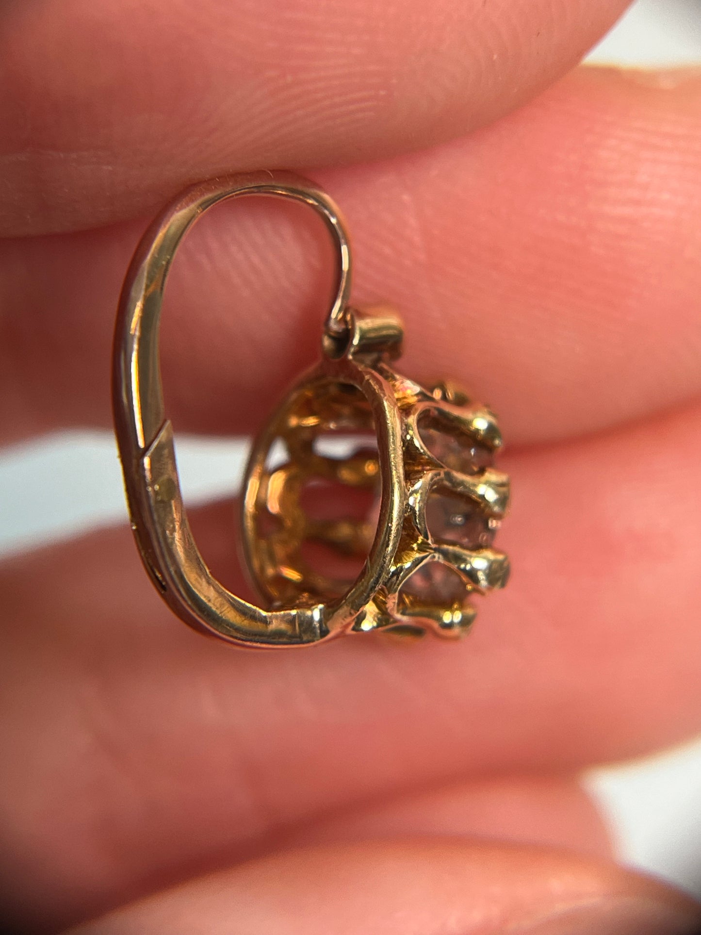 Antique Old Mine Cut Diamond Dormeuse Earrings with Rose-Cut Accents