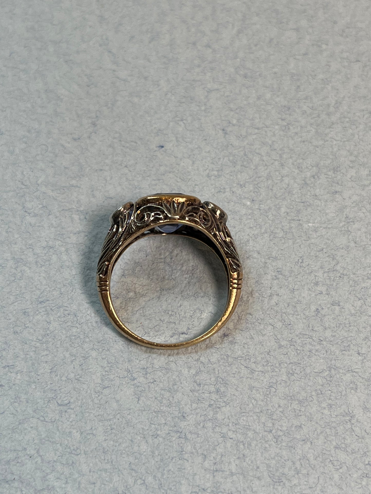 Antique Lab Sapphire and Rose-Cut Diamond Ring