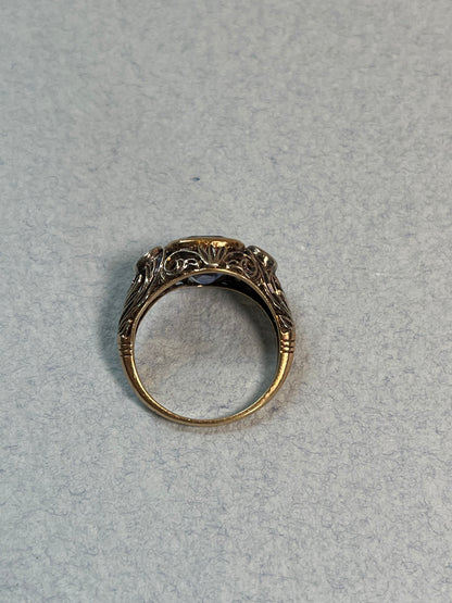 Antique Lab Sapphire and Rose-Cut Diamond Ring