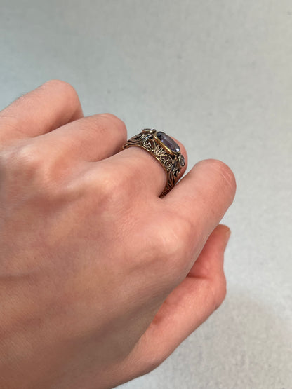 Antique Lab Sapphire and Rose-Cut Diamond Ring