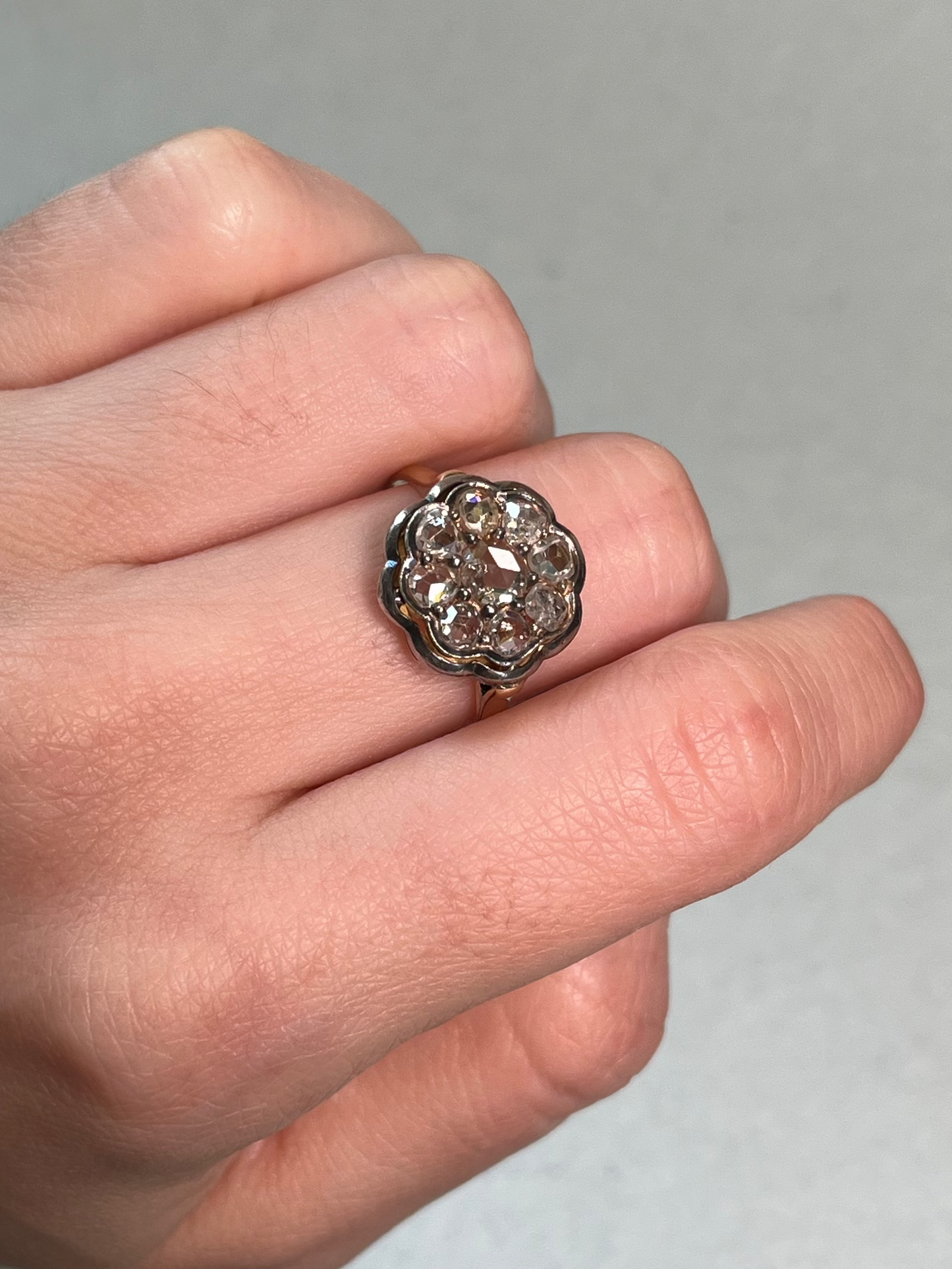 Antique Italian Rose Cut Diamond Cluster Ring