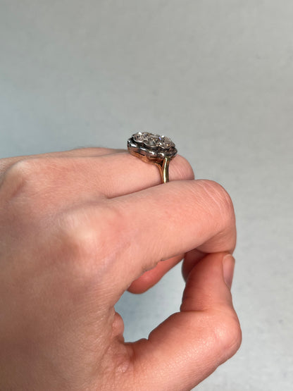 Antique Italian Rose Cut Diamond Cluster Ring