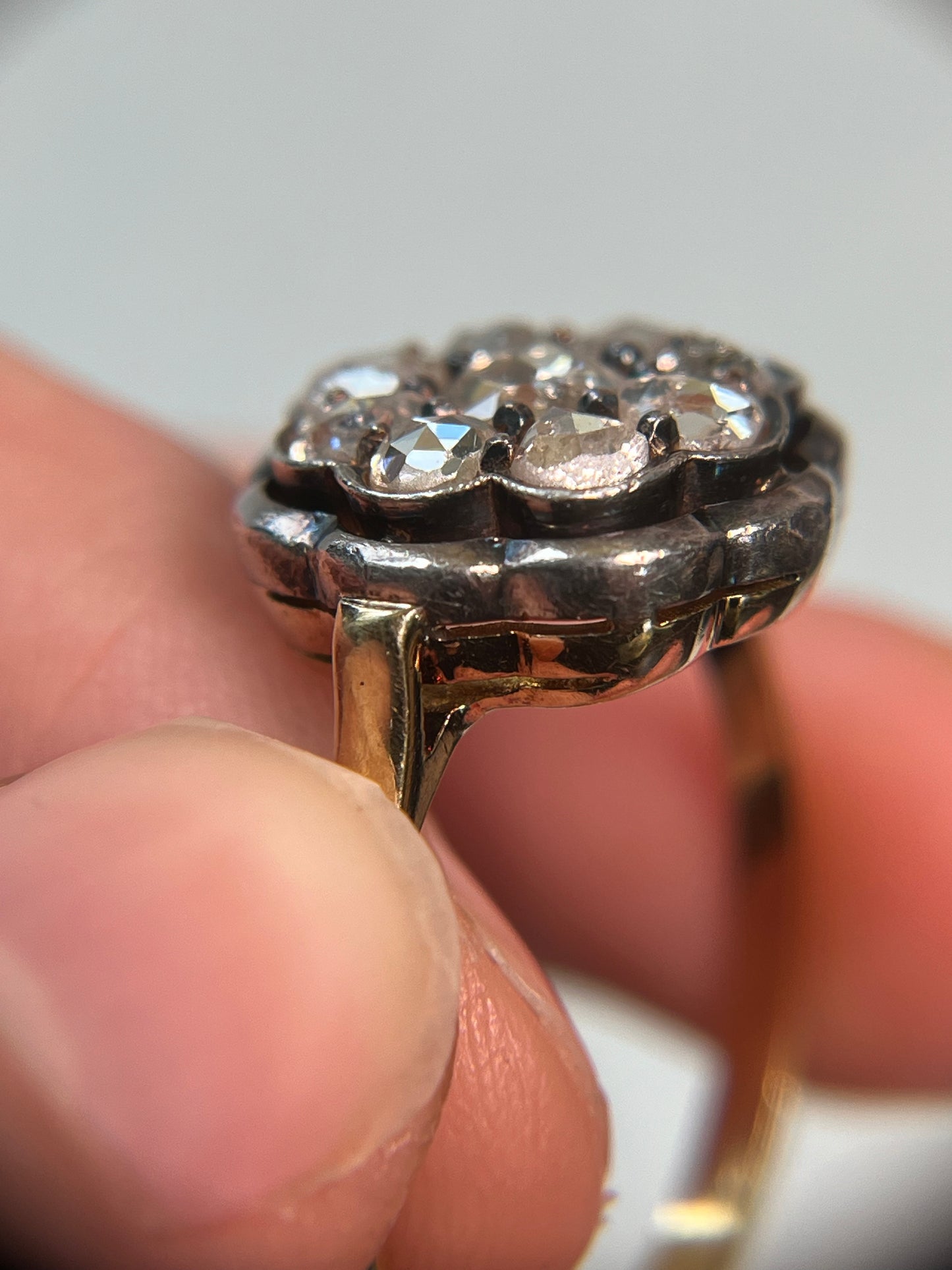 Antique Italian Rose Cut Diamond Cluster Ring